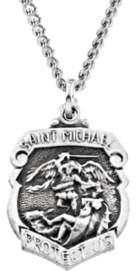 Sterling Silver 16.5x14 mm St. Michael Medal 18" Necklace 