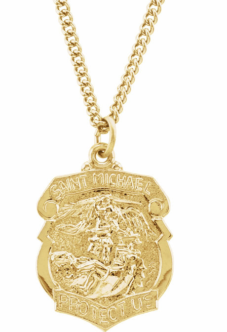 24K Yellow Gold-Plated 28.6x20.87 mm St. Michael 24" Necklace