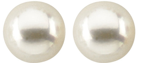 14K Yellow Gold 7 mm Cultured White Akoya Pearl Earrings