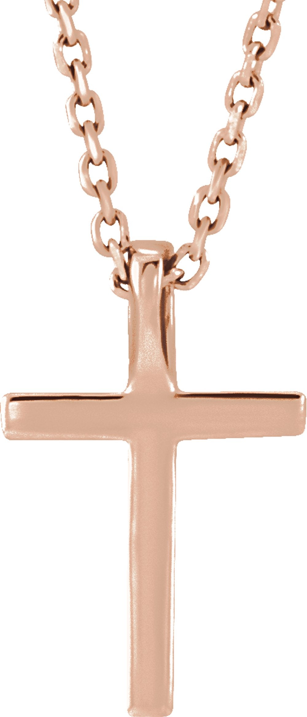 14K Rose .06 CTW Natural Diamond Petite Cross 16" Necklace