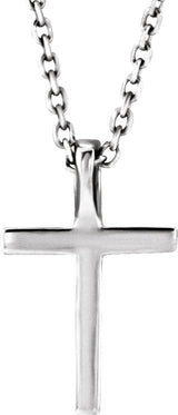 14K White .06 CTW Lab-Grown Diamond Petite Cross 16" Necklace