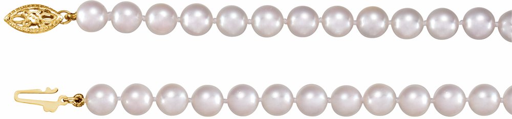 14K Yellow Gold Cultured White Akoya Pearl 24" Necklace
