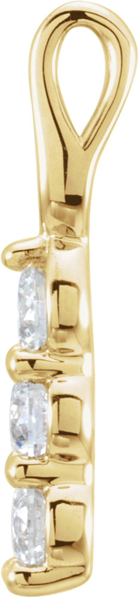 14K Yellow 1/2 CTW Lab-Grown Diamond Three-Stone Pendant