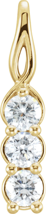 14K Yellow Gold 1/2 CTW Natural Diamond Three-Stone Pendant