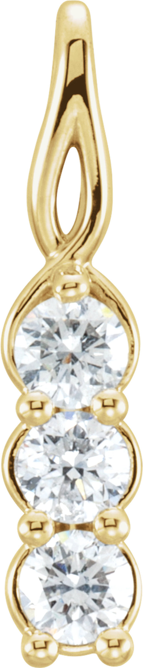 14K Yellow Gold 1/2 CTW Natural Diamond Three-Stone Pendant