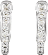 14K White 1/4 CTW Natural Diamond Inside-Outside 14.5 mm Hinged Hoop Earrings