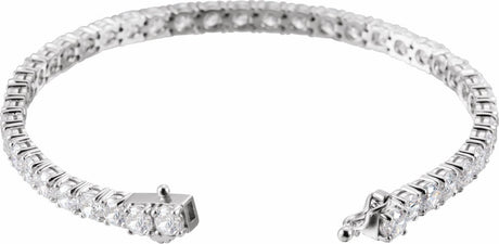 Sterling Silver  Imitation White Cubic Zirconia Line 7"  Bracelet