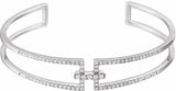 14K White Gold 3/4 CTW Natural Diamond Cuff 6" Bracelet 