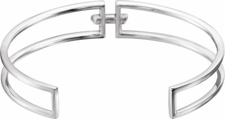 14K White Gold 3/4 CTW Natural Diamond Cuff 6" Bracelet 
