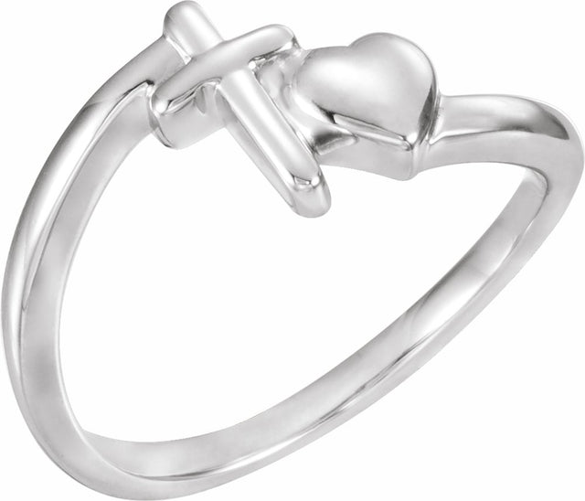 Sterling Silver Cross & Heart Chastity Ring