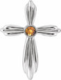 Sterling Silver Natural Citrine Cross Pendant       