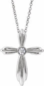 Sterling Silver .06 CTW Natural Diamond Cross 16-18" Necklace         