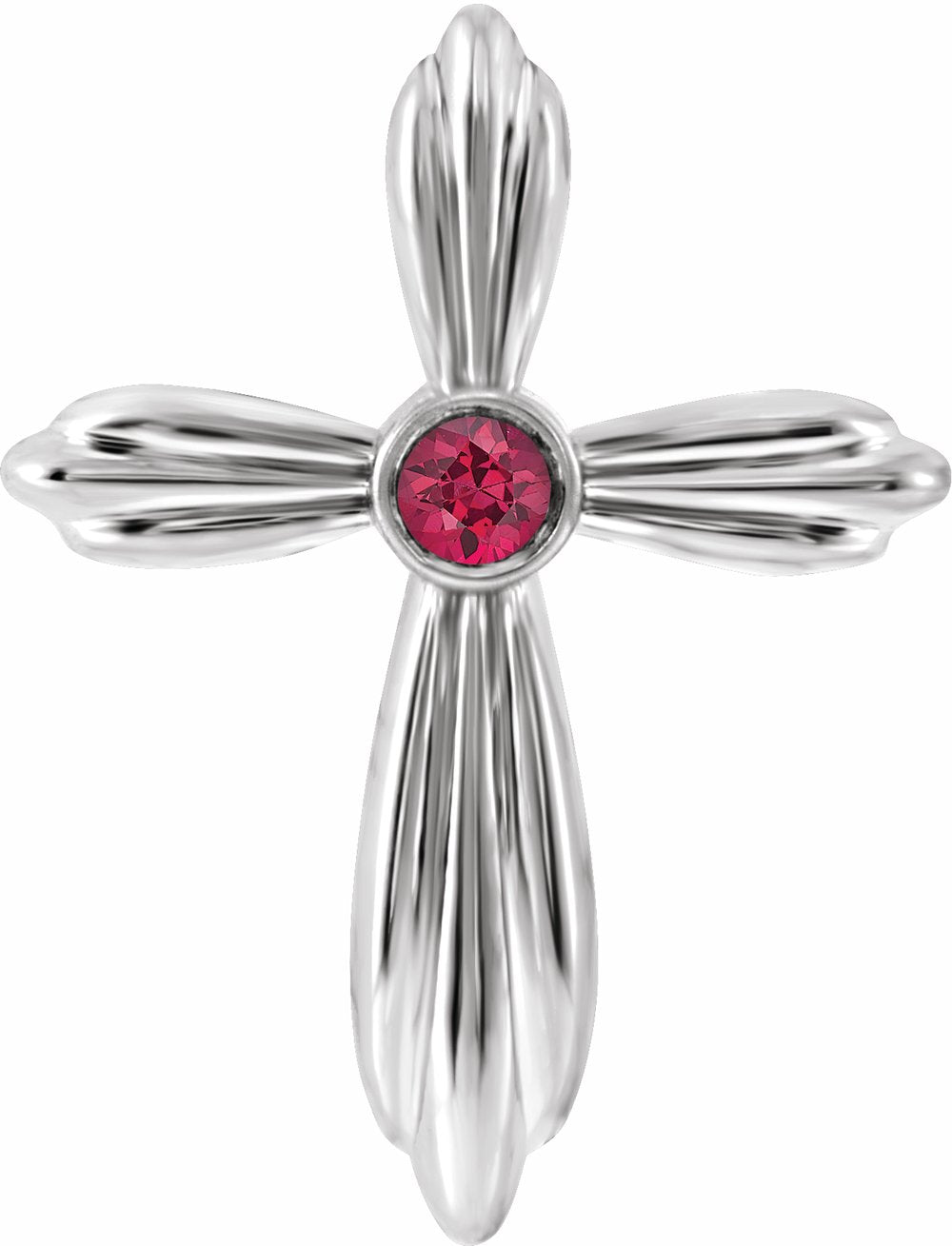 Sterling Silver Natural Ruby Cross Pendant           