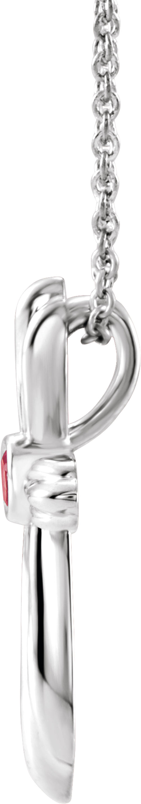 Sterling Silver Natural Ruby Cross 16-18" Necklace