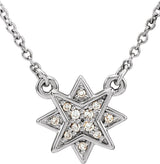 14K White .04 CTW Natural Diamond Star 16-18" Necklace