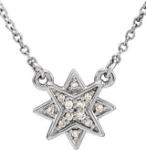 14K White Gold .04 CTW Natural Diamond Star 16-18" Necklace