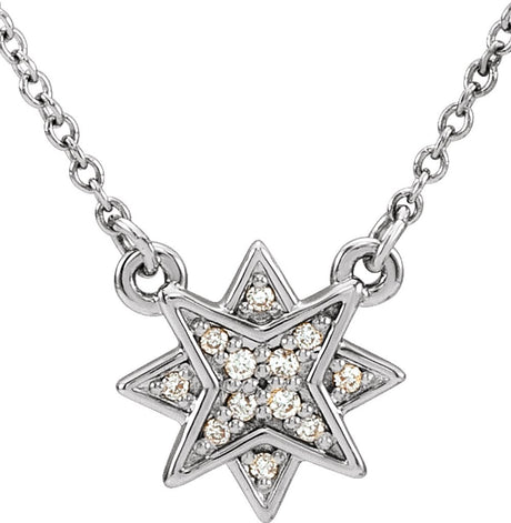 14K White Gold .04 CTW Natural Diamond Star 16-18" Necklace