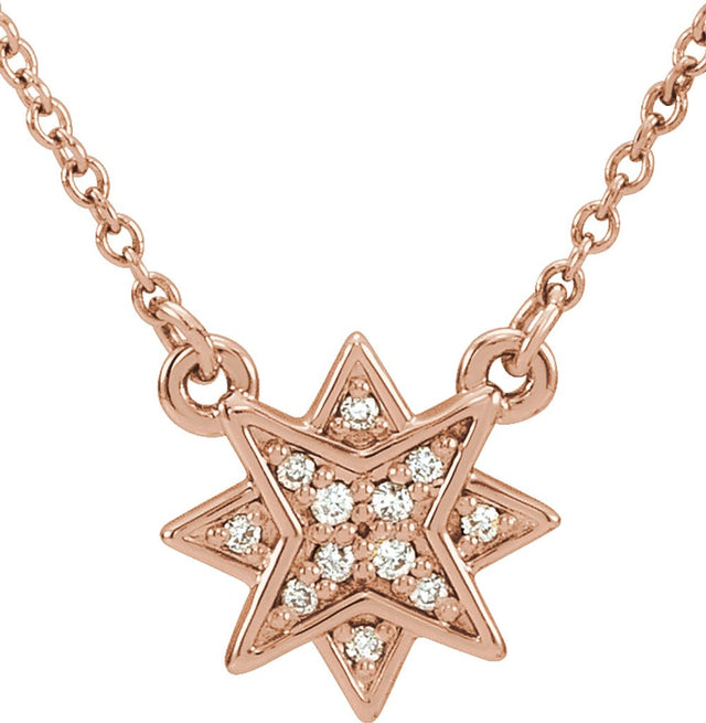 14K Rose .04 CTW Natural Diamond Star 16-18" Necklace