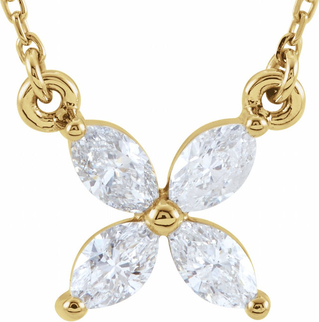 14K Yellow Gold 1/2 CTW Natural Diamond Floral 16" Necklac