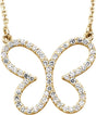 14K Yellow Gold 1/5 CTW Natural Diamond Butterfly 16" Necklace