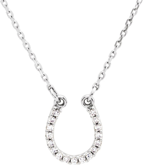 14K White Gold .07 CTW Natural Diamond Horseshoe 16" Necklace