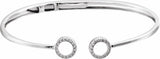 14K White Gold 1/6 CTW Natural Diamond Circle Hinged Cuff 7" Bracelet
