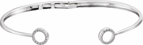 14K White Gold 1/6 CTW Natural Diamond Circle Hinged Cuff 7" Bracelet
