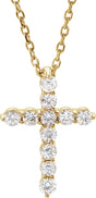 14K Yellow Gold 1/4 CTW Natural Diamond Cross 16-18" Necklace