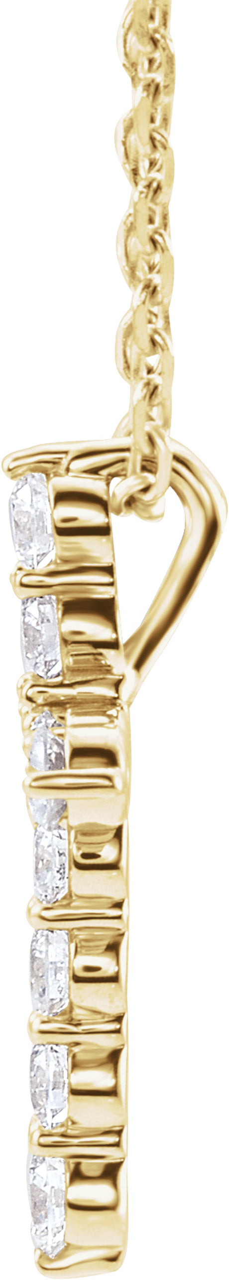 14K Yellow Gold 1/4 CTW Natural Diamond Cross 16-18" Necklace