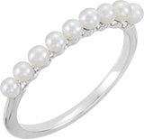14K White Gold Freshwater Cultured Pearl Stackable Ring   