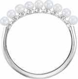 14K White Gold Freshwater Cultured Pearl Stackable Ring   