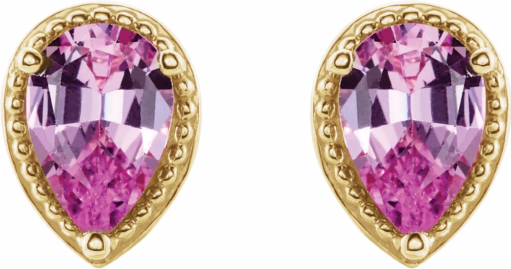 14K Yellow Natural Pink Sapphire Earrings