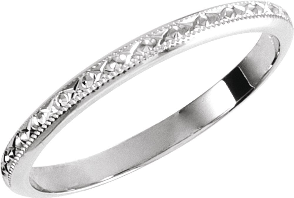 14K White 2 mm Milgrain Geometric Band