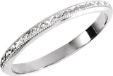 14K White Gold 2 mm Milgrain Geometric Band Size 6