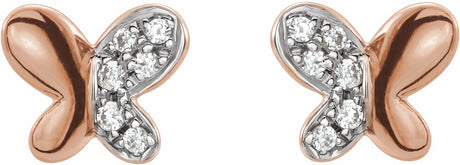 14K Rose .04 CTW Natural Diamond Butterfly Earrings