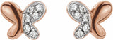 14K Rose .04 CTW Natural Diamond Butterfly Earrings