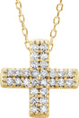 14K Yellow .07 CTW Natural Diamond Cross 16-18" Necklace