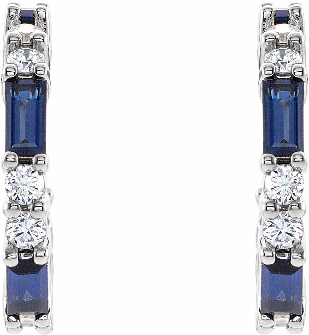 14K White Lab-Grown Blue Sapphire & 1/2 CTW Natural Diamond Earrings