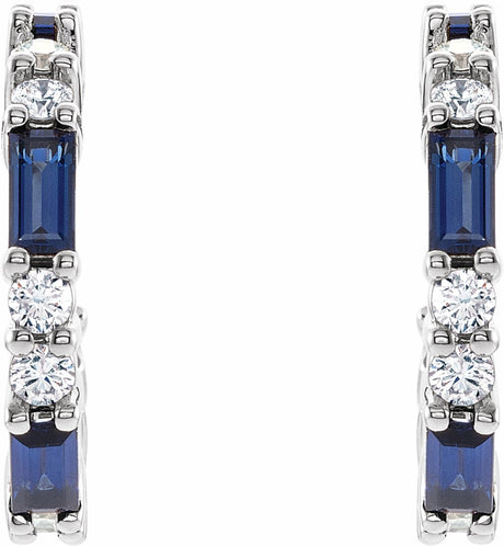 14K White Lab-Grown Blue Sapphire & 1/2 CTW Natural Diamond Earrings