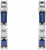 14K White Natural Blue Sapphire & 1/2 CTW Natural Diamond Earrings