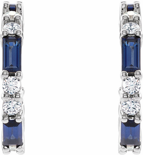 14K White Natural Blue Sapphire & 1/2 CTW Natural Diamond Earrings