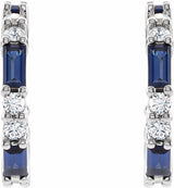 14K White Gold Natural Blue Sapphire & 1/2 CTW Natural Diamond 17.2 mm Hoop Earrings