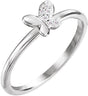 14K White Gold .02 CTW Natural Diamond Butterfly Youth Ring