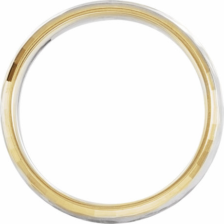 14K Yellow/White/Yellow 6 mm Half Round Stepped-Edge Band with Hammer Finish