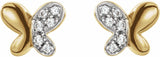 14K Yellow .04 CTW Natural Diamond Butterfly Earrings