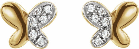 14K Yellow .04 CTW Natural Diamond Butterfly Earrings