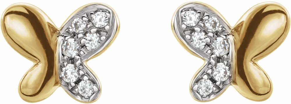 14K Yellow .04 CTW Natural Diamond Butterfly Earrings