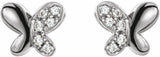 14K White .04 CTW Natural Diamond Butterfly Earrings