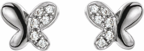 14K White .04 CTW Natural Diamond Butterfly Earrings