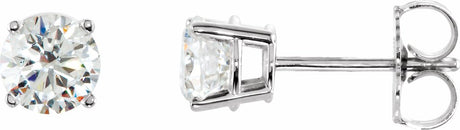 Sterling Silver 6 mm Imitation White Cubic Zirconia Stud Earrings